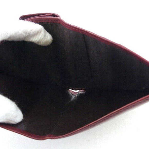 DIOR Two-folded wallet logo Bordeaux leather AUTH USED T20195 - Picture 7 of 8